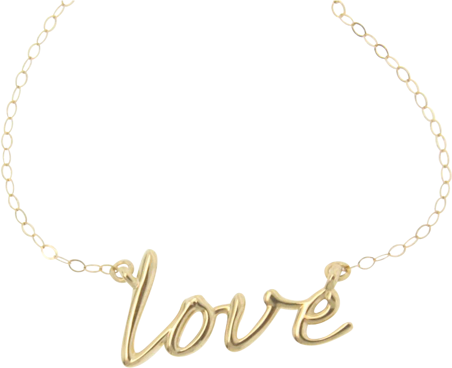Simple Gold Chain For Girls - 14k Gold Love Necklace - Simple And Romantic (880x880), Png Download