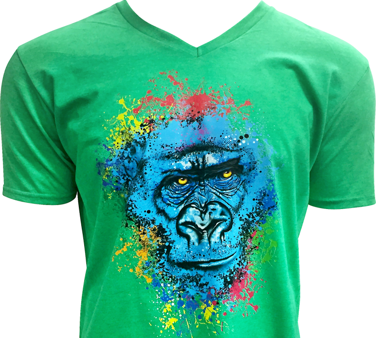 Benefits Of Dtg - Gorilla With Colored Paint Splatter Harambe Spare Tire (768x689), Png Download