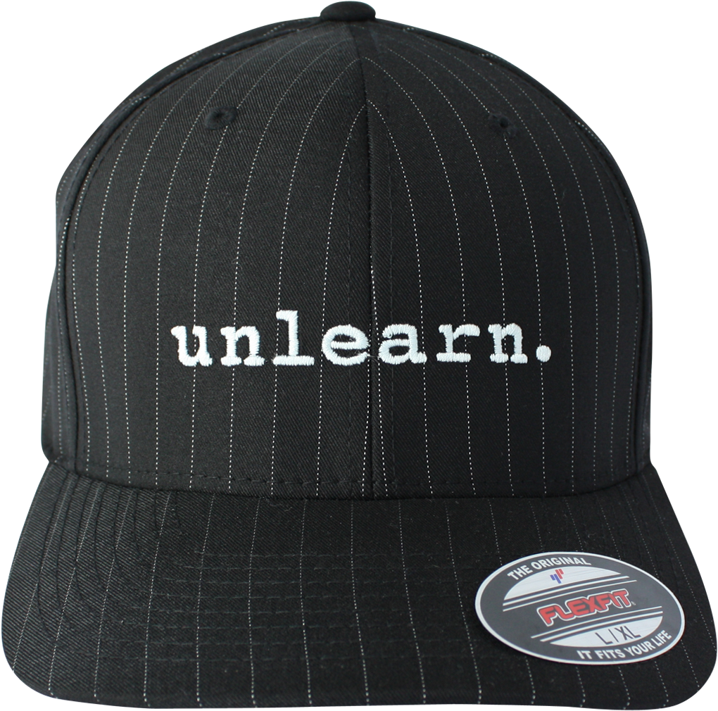Black Pinstripe Flexfit Hat - Unlearn (1200x1635), Png Download