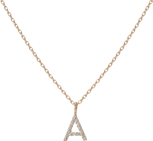 14k Yellow Gold 18k Yellow Gold White Diamonds First - Letter Necklace Png (650x650), Png Download