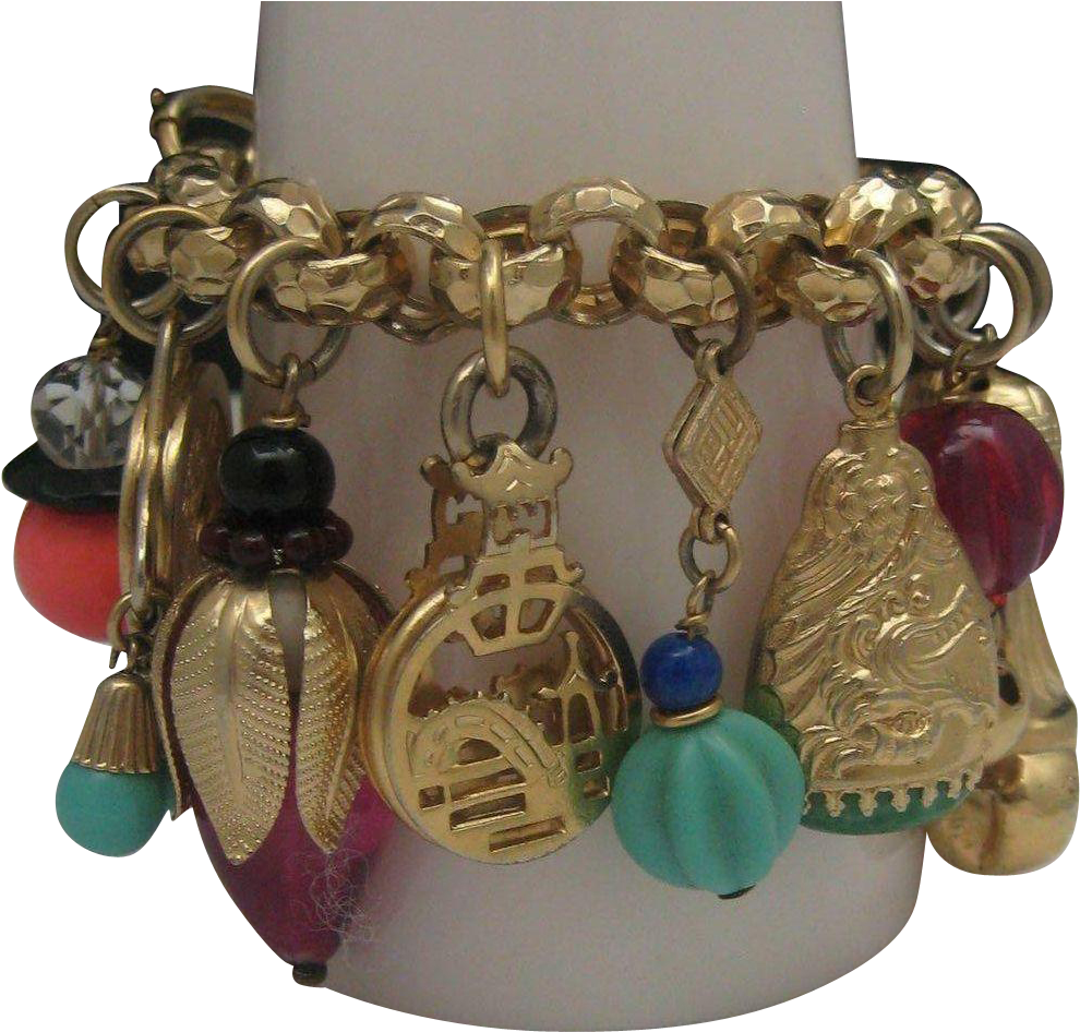 Gold Necklaces - Charm Bracelet (989x989), Png Download