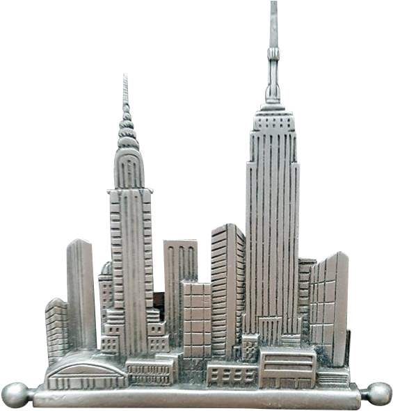 New York City Nyc Skyline Brooch With The Empire State - Tower Block (590x590), Png Download