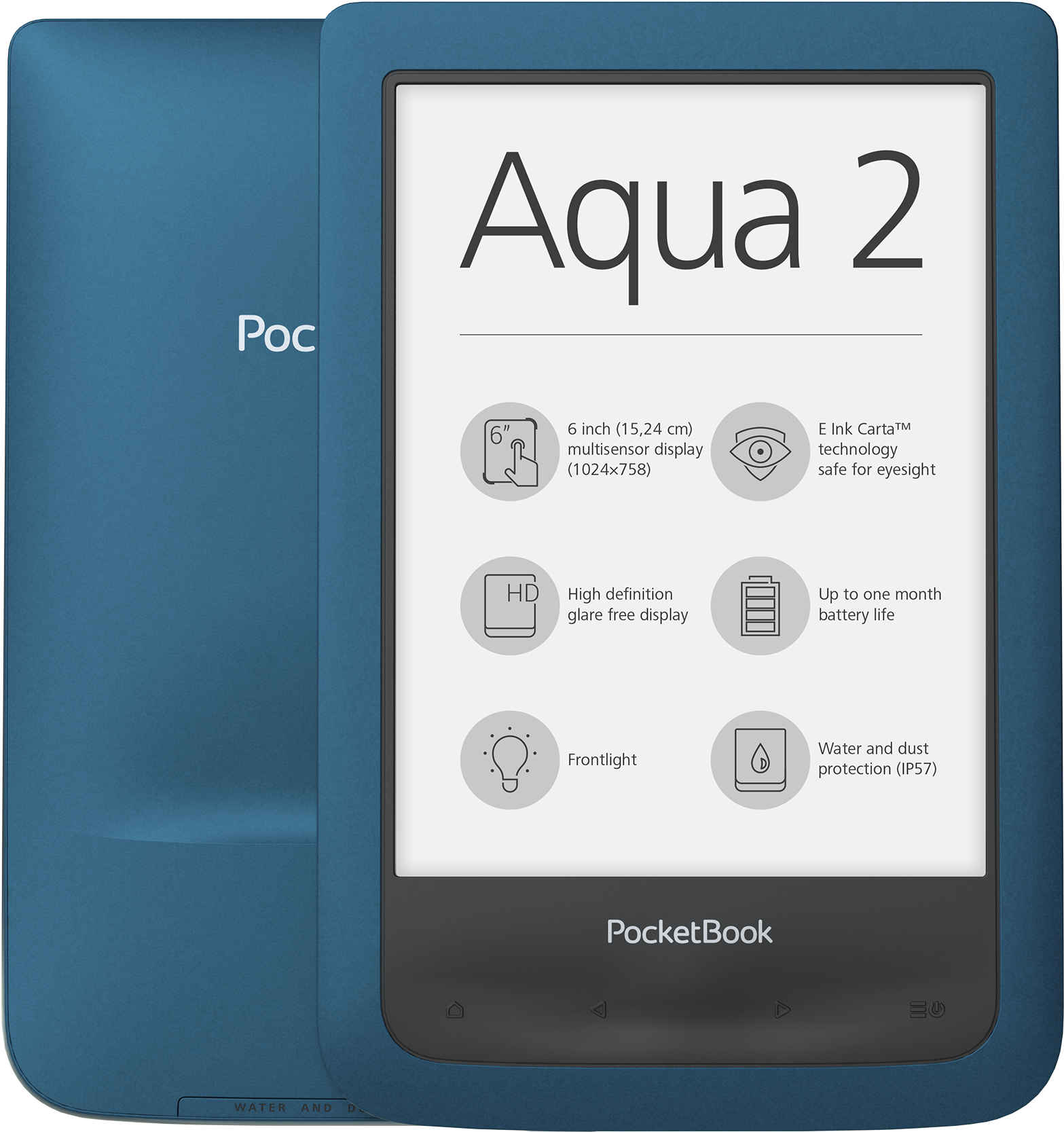 Pocketbook Aqua 2 The Power To Resist For Confident - Pocketbook 641 Aqua 2 Blue E-book Reader (3080x1948), Png Download