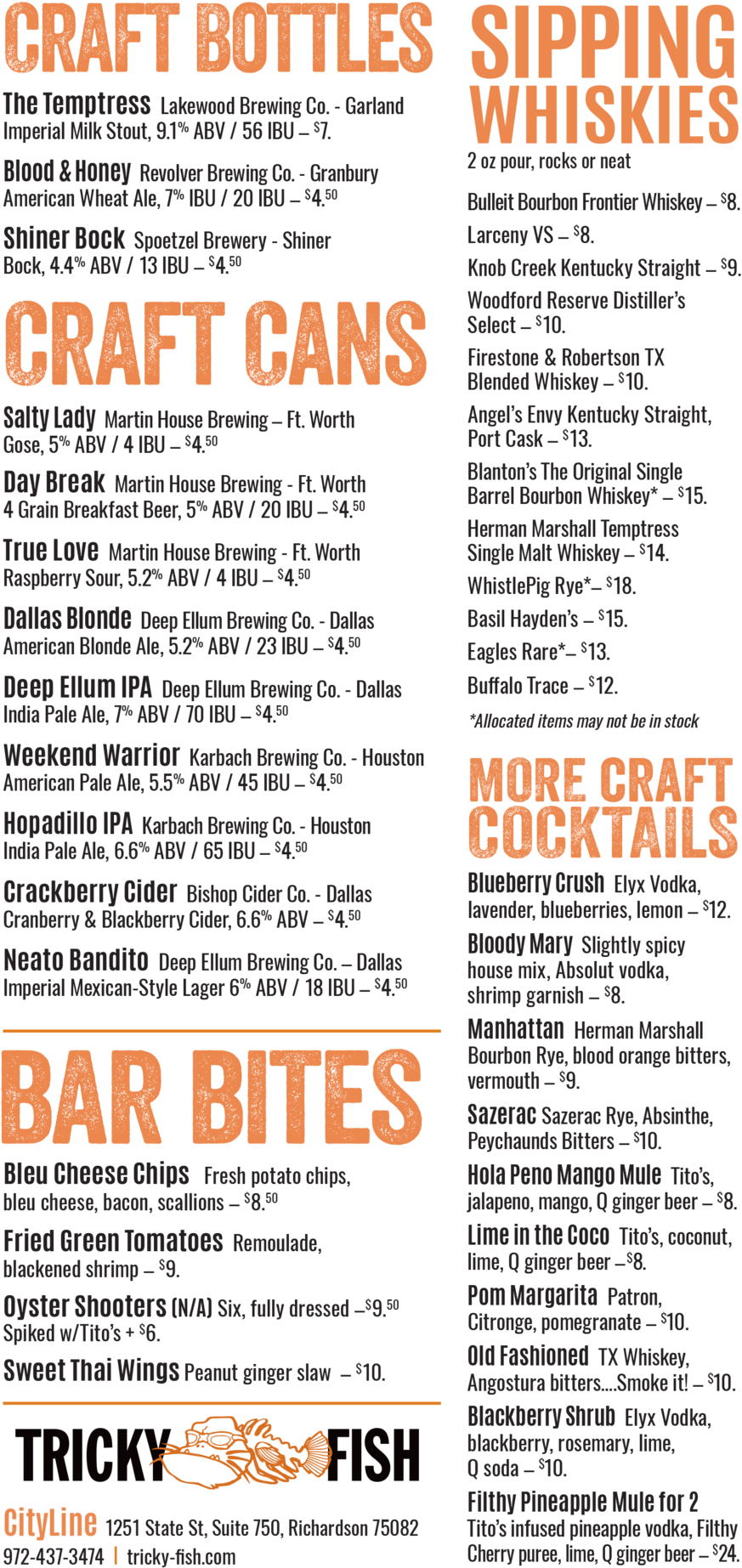 Tf Drink Menu Cityline - Dallas (1000x1917), Png Download