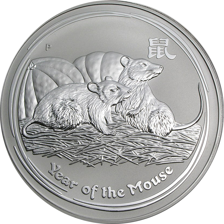 Pre-owned 2008 Australian Lunar Mouse 1kg Silver Coin - Quarter (900x900), Png Download