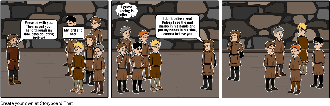 Jesus And Thomas - Cartoon (1164x385), Png Download