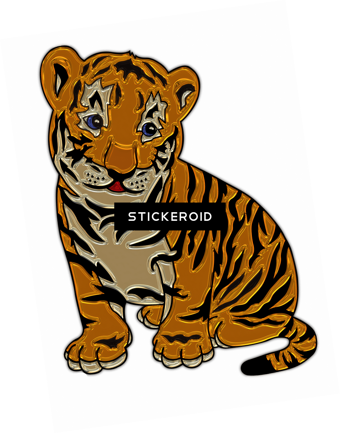 Lion Cub Sitting Plastic Art - Cute Tiger (1098x1396), Png Download