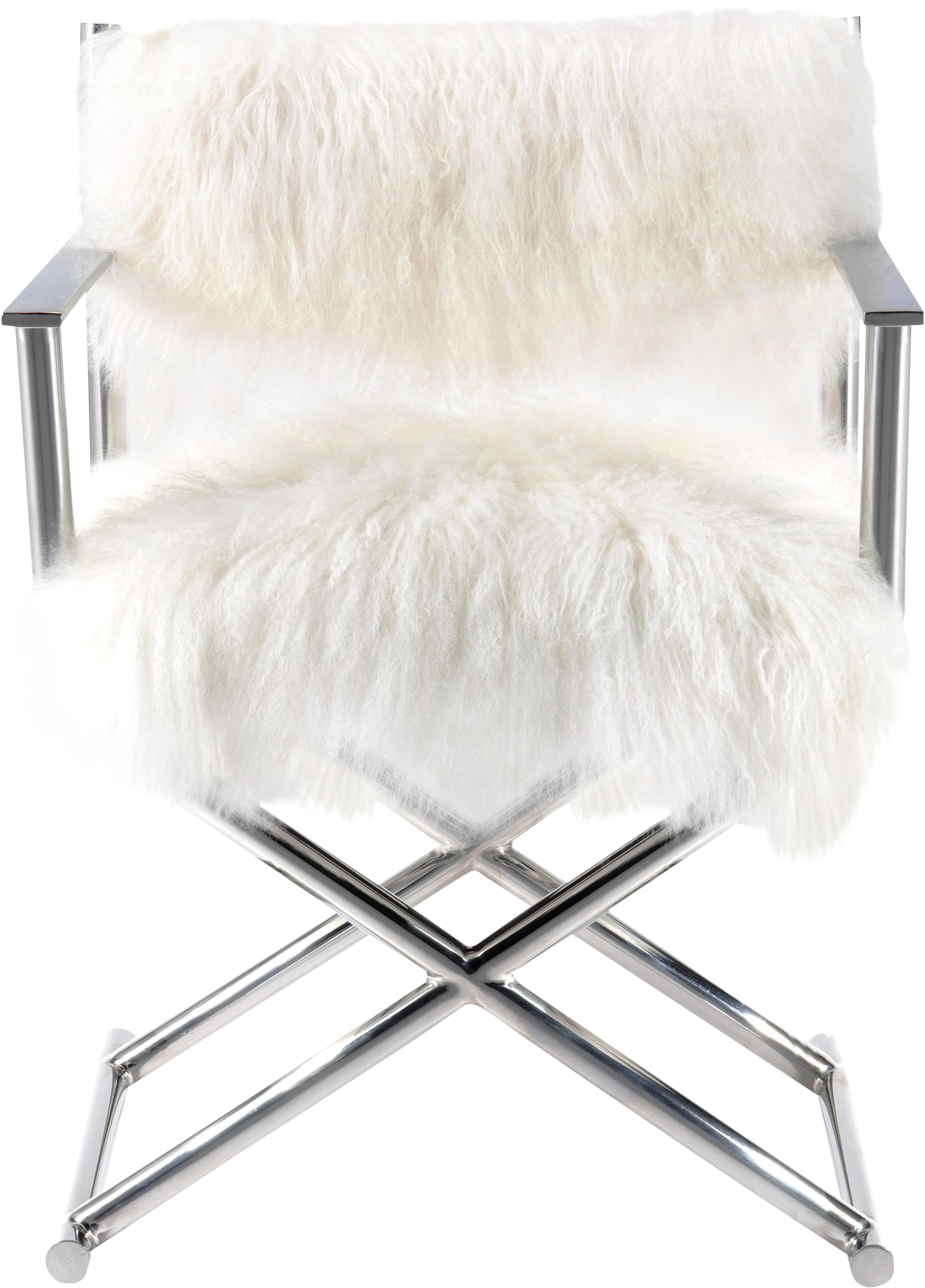 Mongolian Fur Polished Metal Director's Chair Chairish - White Quran Icon (2976x3810), Png Download