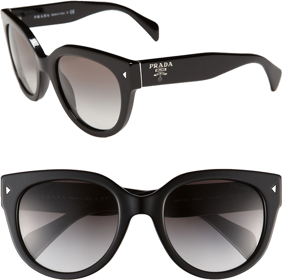 A Thread Of Red - Black Prada Cat Eye Sunglasses (600x920), Png Download