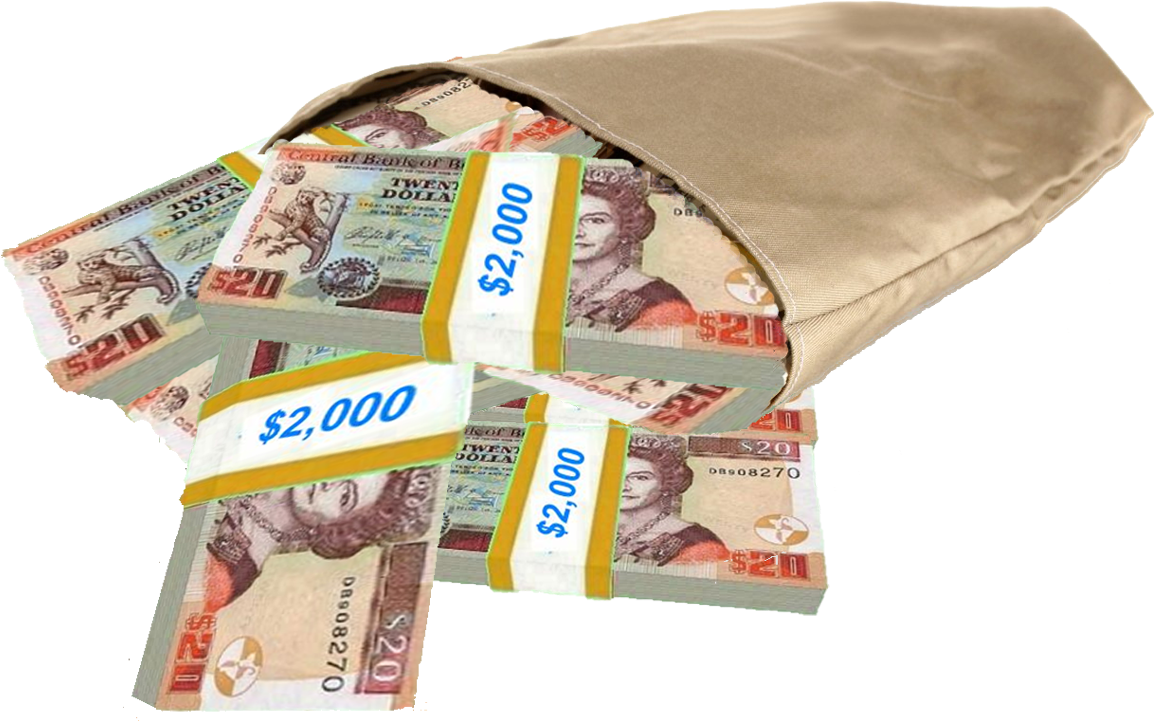 Bag With Stacks Of Belize Dollars Belize, Money, Silver - Fuet (1168x735), Png Download