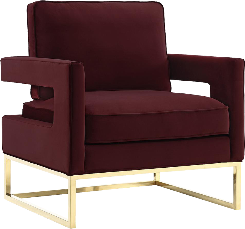 Claret Velvet Arm Chair (900x900), Png Download