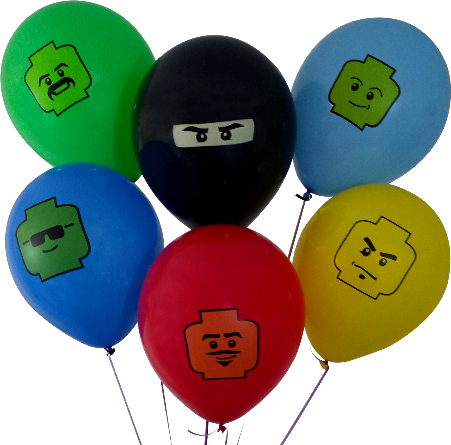 12" Party Balloons For Lego Theme Party, 6 Colors, - Balloons Png Lego (1612x1536), Png Download