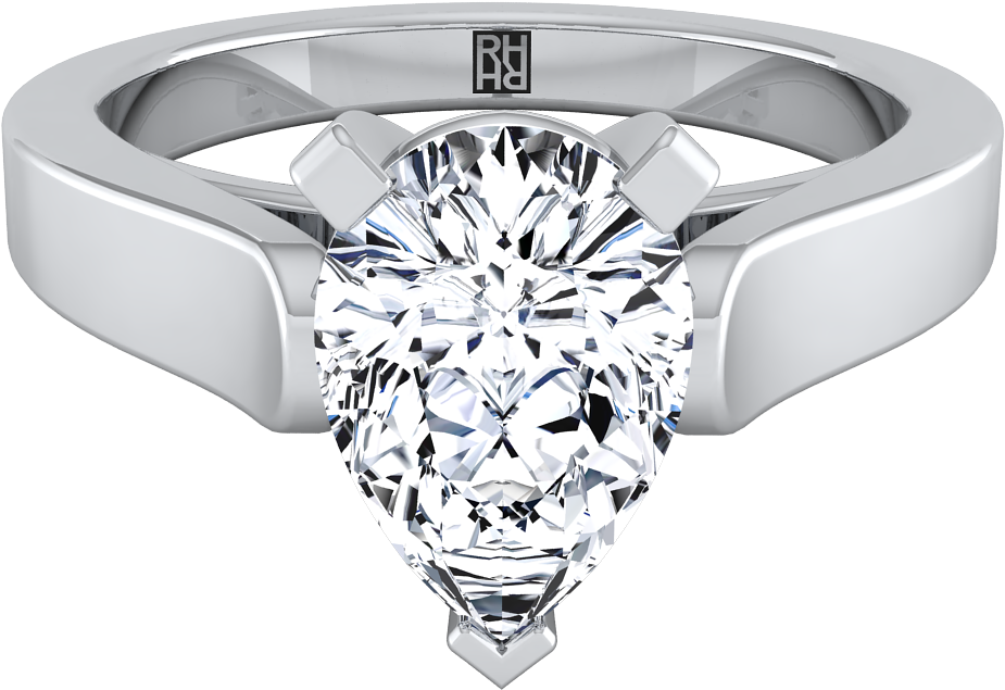 Pear Shape Diamond Solitaire Engagement Ring With Cathedral - Engagement Ring (1200x1200), Png Download