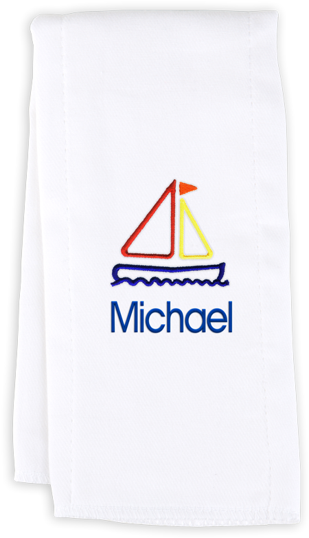 Personalized Burp Cloth With Sailboat - Textile (1000x1000), Png Download