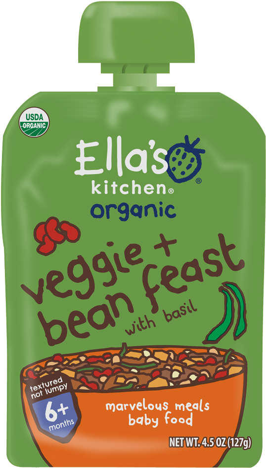 Download Veggie Bean Feast Ella's Kitchen Broccoli Pears & Peas Puree Full Size PNG Image