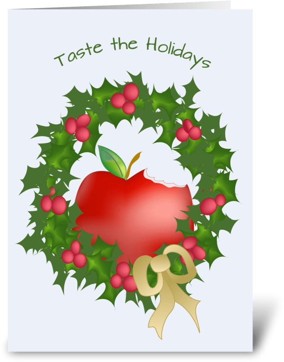 Apple And Wreath - Pencil Wreath - Education Christmas Card (700x792), Png Download