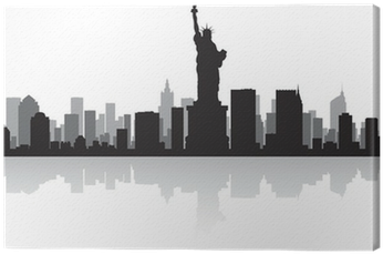 New York City Skyline Silhouette Canvas Print • Pixers® - Select Personalised New York City Wooden Wall Clock (400x400), Png Download