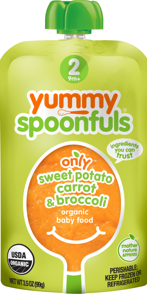 Yummy Spoonfuls Only Sweet Potato, Carrot And Broccoli - Yummy Spoonfuls Organic Baby Food, Stage 2 (9m+), Sweet (500x1000), Png Download