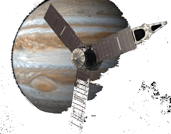 Image Shows The Juno Spacecraft - Jupiter (585x458), Png Download