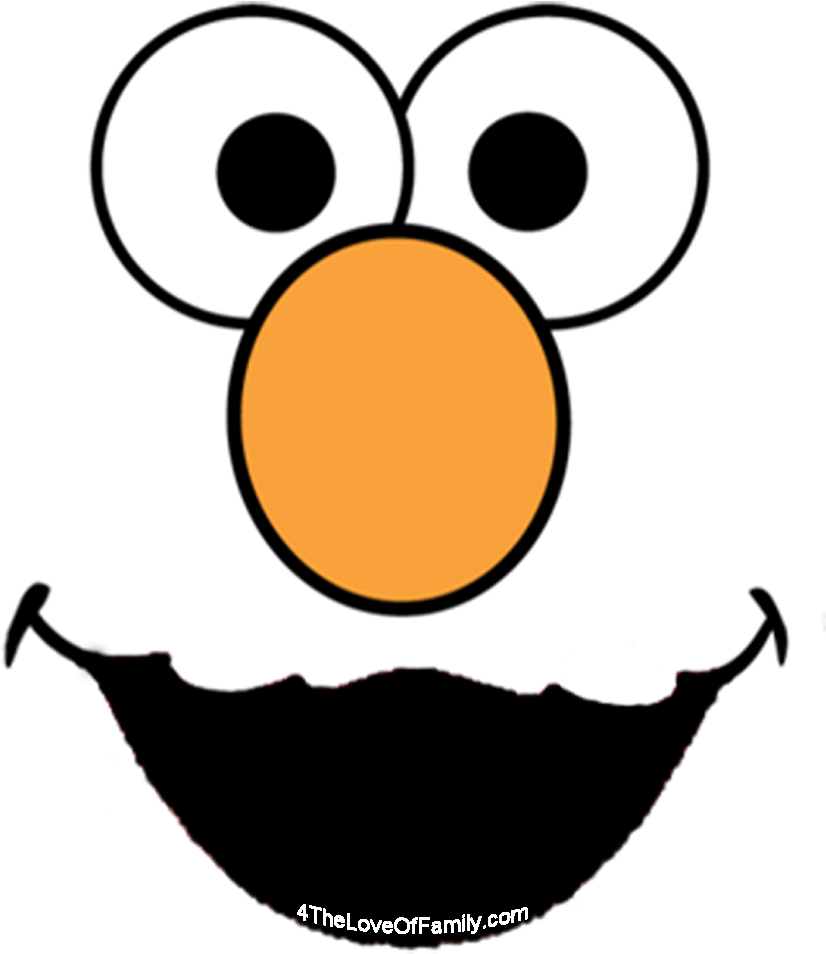 Free Sesame Street Font And Face Printables From 4 - Elmo Face Template (1000x1000), Png Download