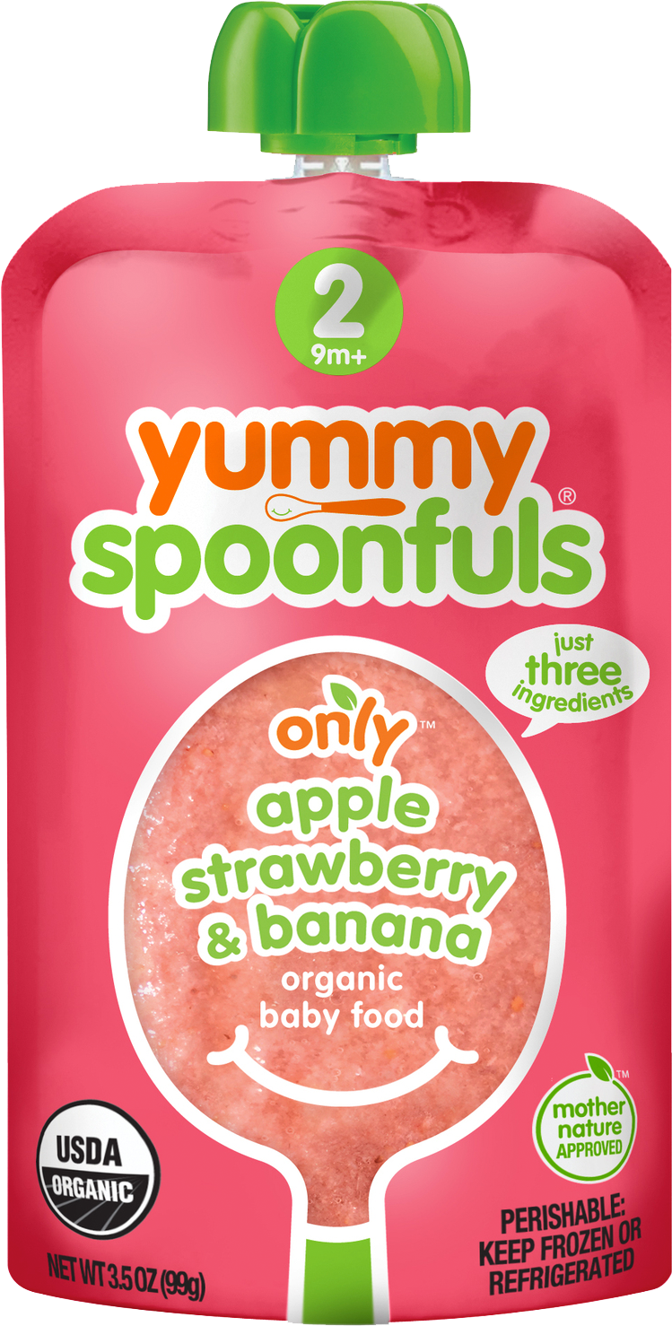 Yummy Spoonfuls Only Apple, Strawberry And Banana 100% - Yummy Spoonfuls Stage 2 Baby Food, Apple (749x1478), Png Download