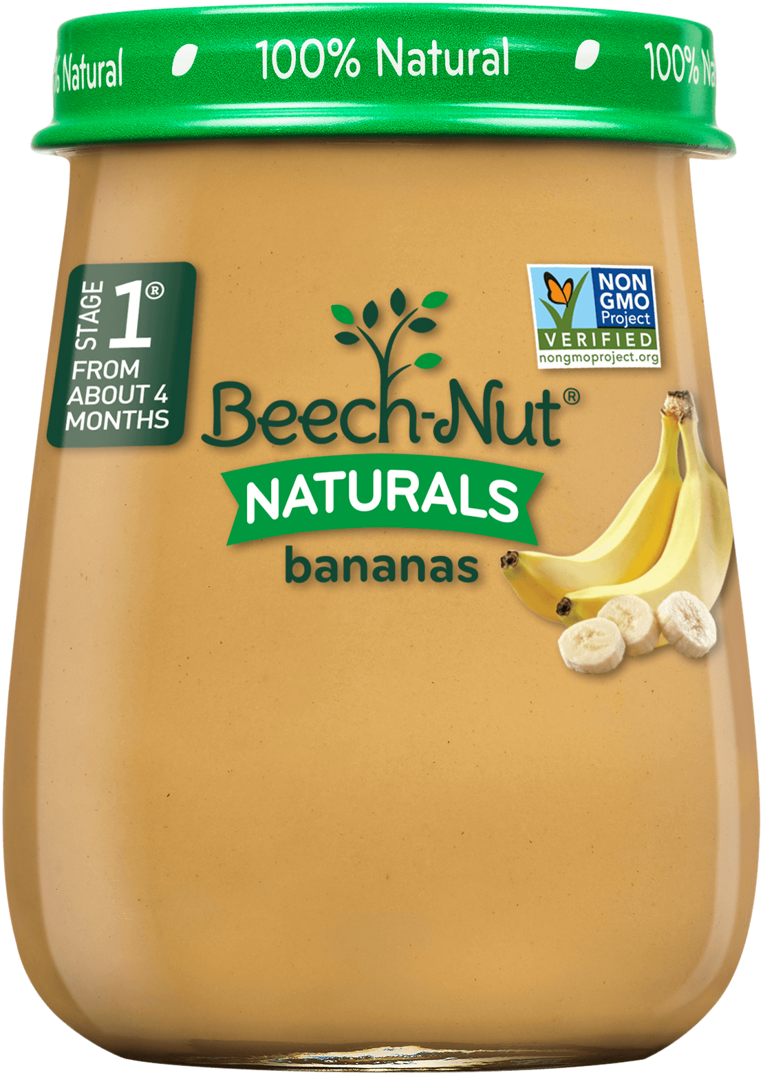 Naturals Bananas Jar - Beech-nut Naturals Stage 1 Purees - Bananas - 4.0 Oz (1109x1562), Png Download