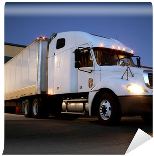 Semi Truck / Tractor Trailer At Dock Night View Wall - Truck (400x400), Png Download