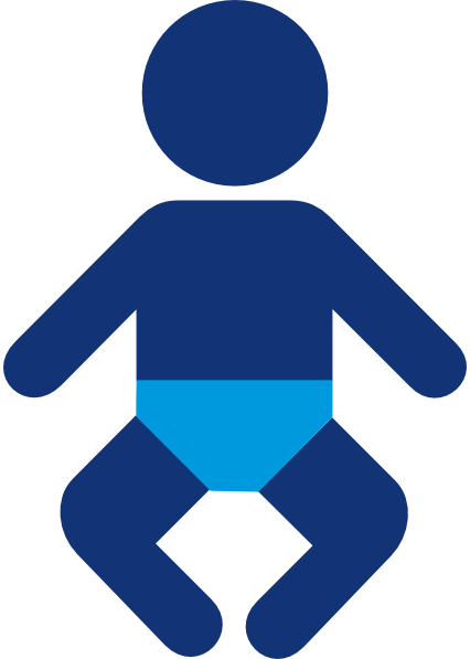How To Set Use Blue Baby Boy Silhouette Clipart (426x597), Png Download
