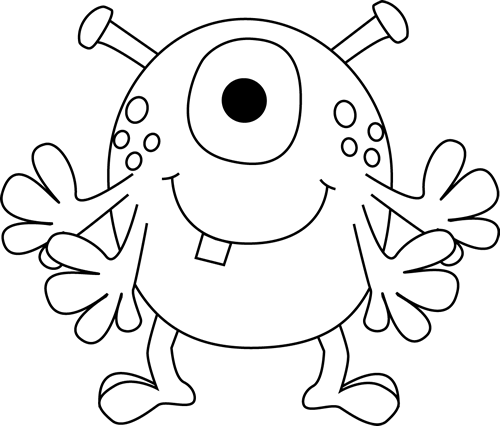 Black And White Black And White Four Arm Monster - Parts Of The Face Worksheets (500x426), Png Download