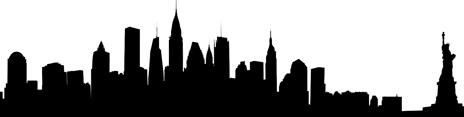 Transparent Images Pluspng London - New York Skyline Black And White (1500x379), Png Download