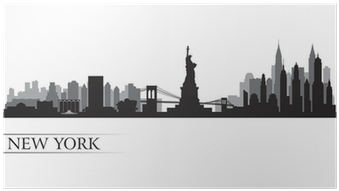 New York City Skyline Detailed Silhouette Poster • - New York Silhouette Vector Skyline (400x400), Png Download