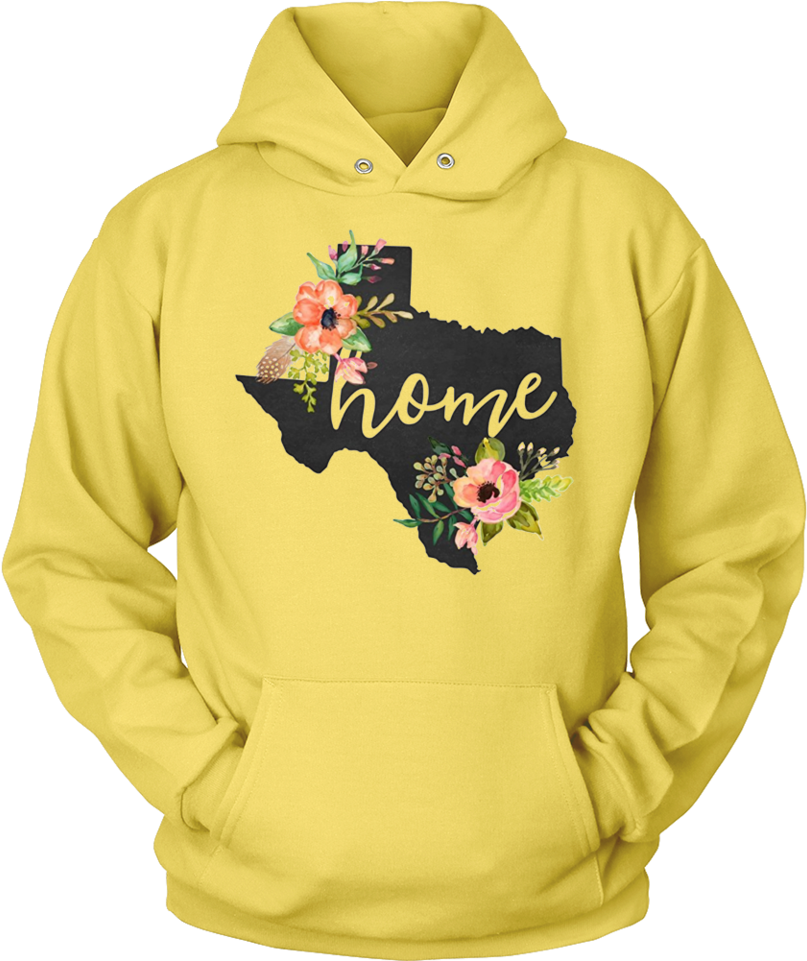 Texas Home Chalkboard Watercolor Flowers State T-shirt (960x960), Png Download