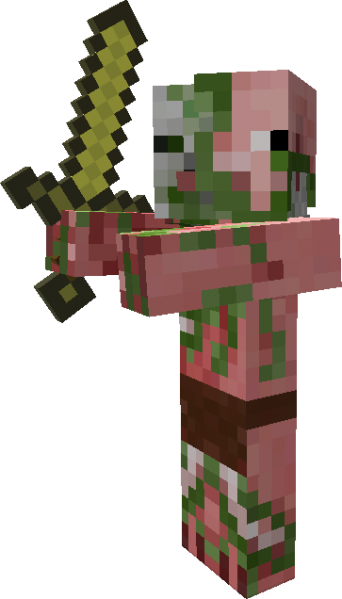 A Zombie Pigman - Minecraft Mobs Zombie Pigman (342x599), Png Download