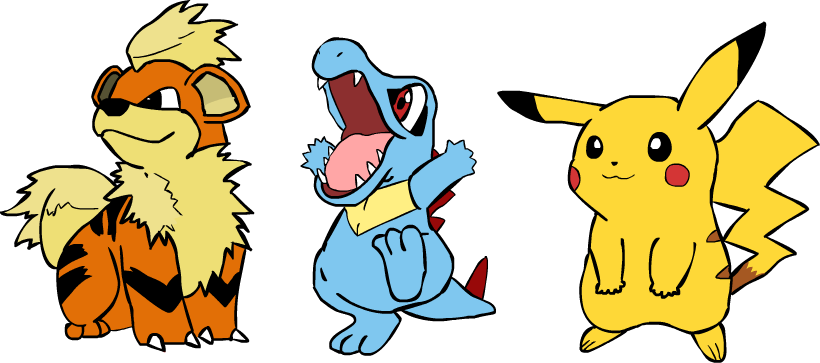 Some People Seemed To Like My Pikachu, So I Added Totodile - Growlithe Pikachu (820x363), Png Download