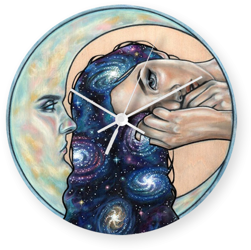 Cristal Hair Art Printed Wall Clock - Dibujos De Mujer Y La Luna (600x700), Png Download