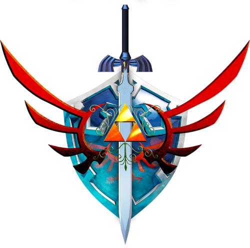 Hylian Shield & Master Sword - Hylian Shield And Sword (500x496), Png Download