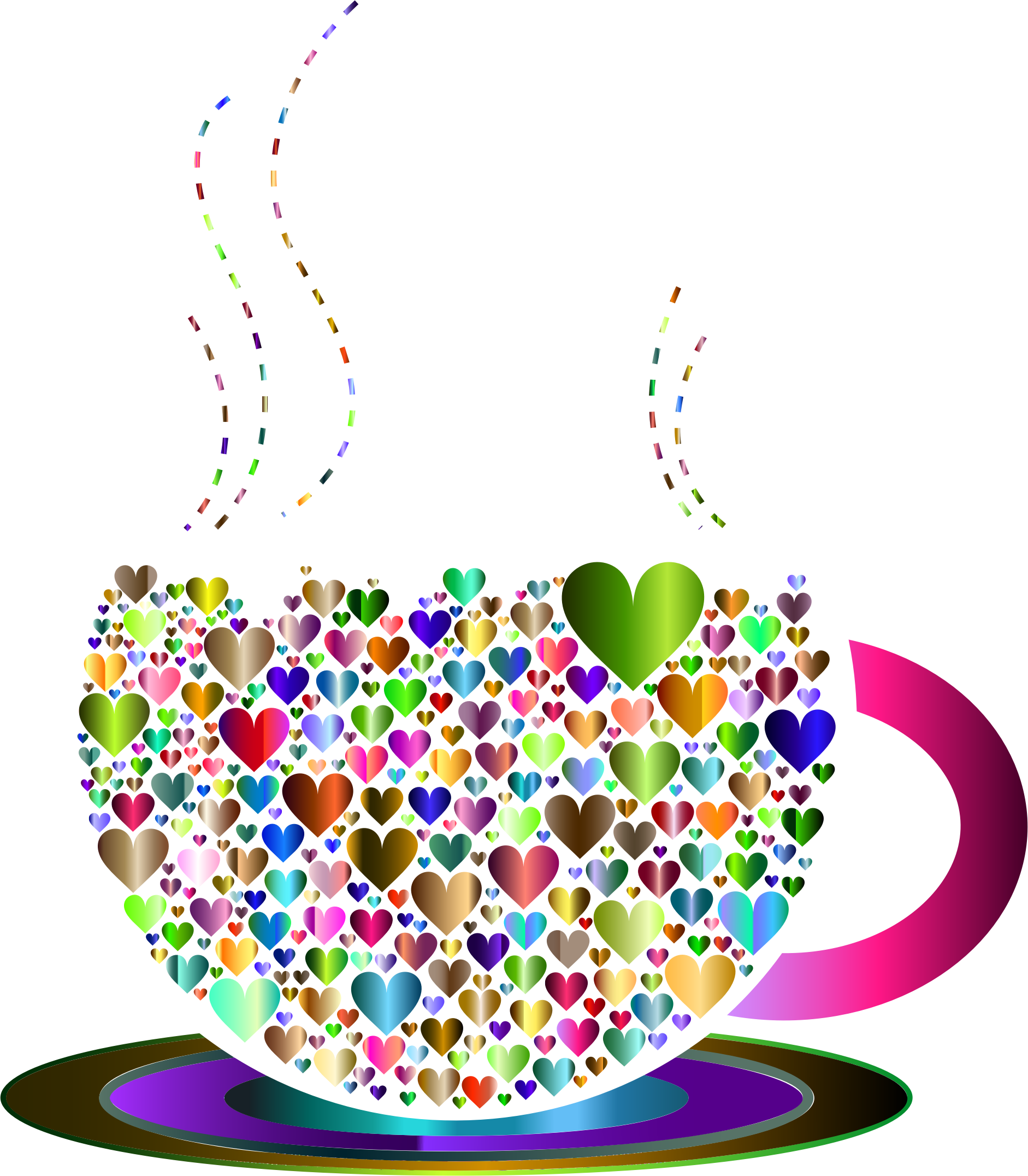 Prismatic Love Hearts Coffee By Lin Chu 5 Vector Royalty - Portable Network Graphics (1882x2152), Png Download