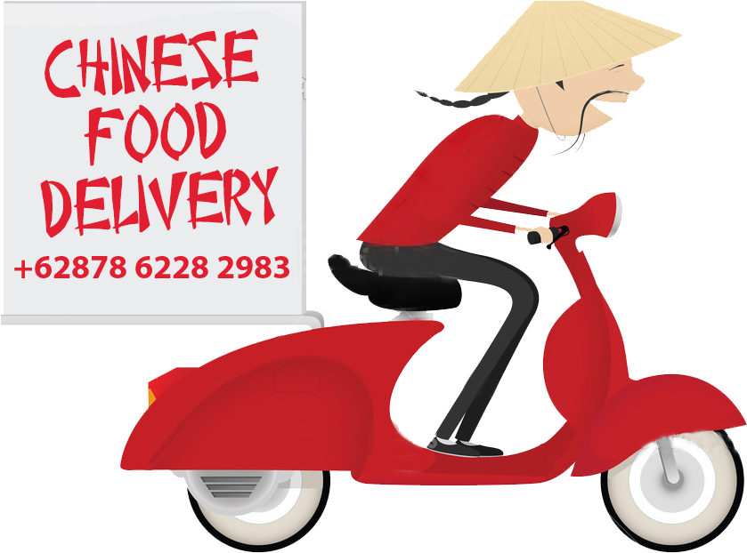 Chinese Food Delivery - Repartidor De Comida China (851x636), Png Download