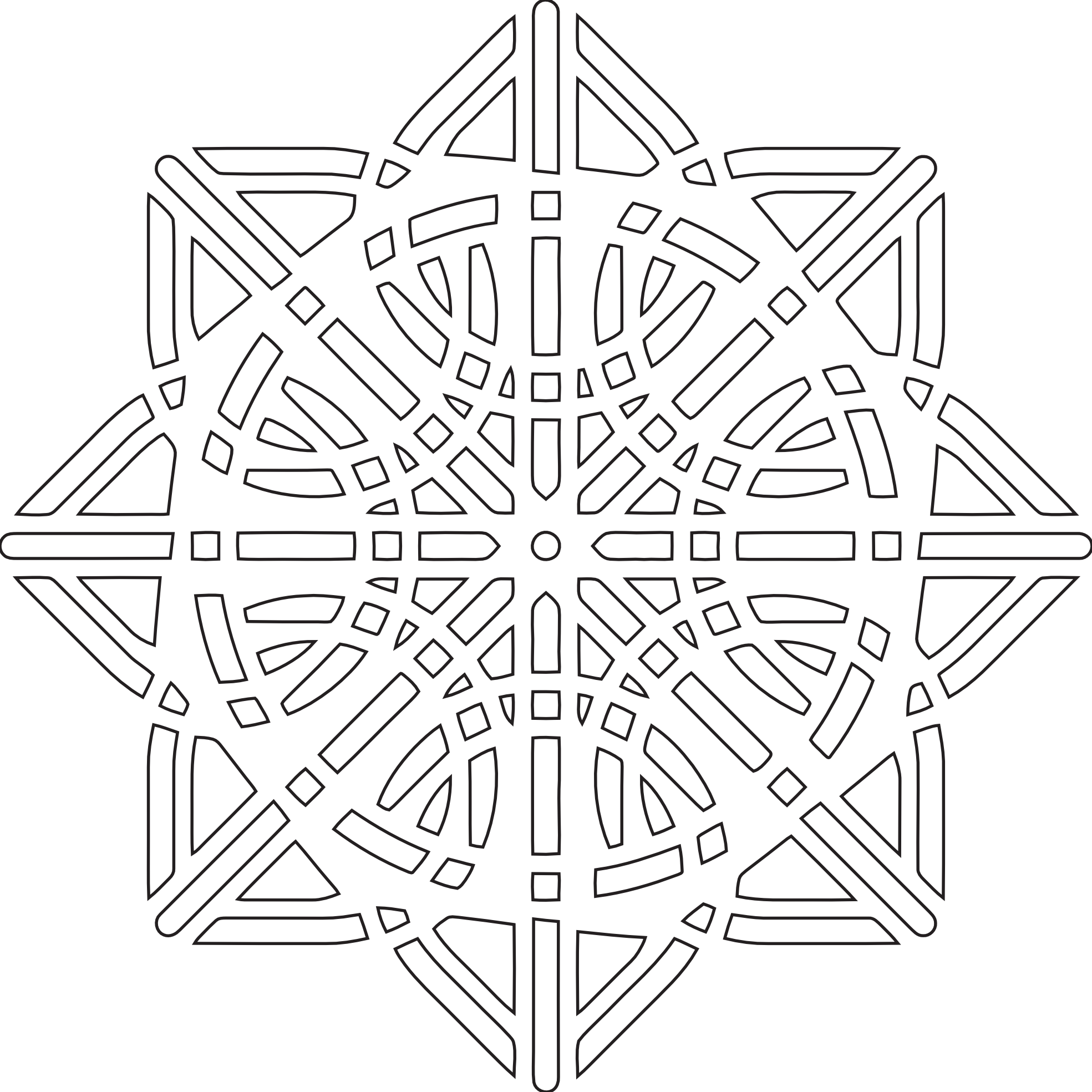 Flower Tikigiki Abstract Element 54 Black White Line - Line (1969x1969), Png Download