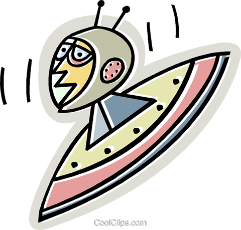 Flying Saucer With Alien Royalty Free Vector Clip Art - Unidentified Flying Object (480x459), Png Download
