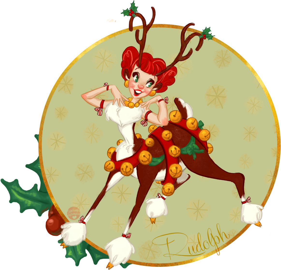 • Christmas Reindeer Santa Festive Vintage Holidays - Santa Claus's Reindeer (1280x1197), Png Download