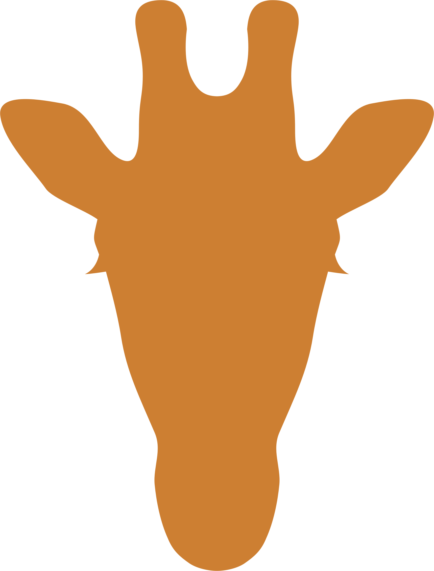 Giraffe By @arielco, Silhouette Of A Giraffe's Head, - Giraffe Head Silhouette (1754x2304), Png Download