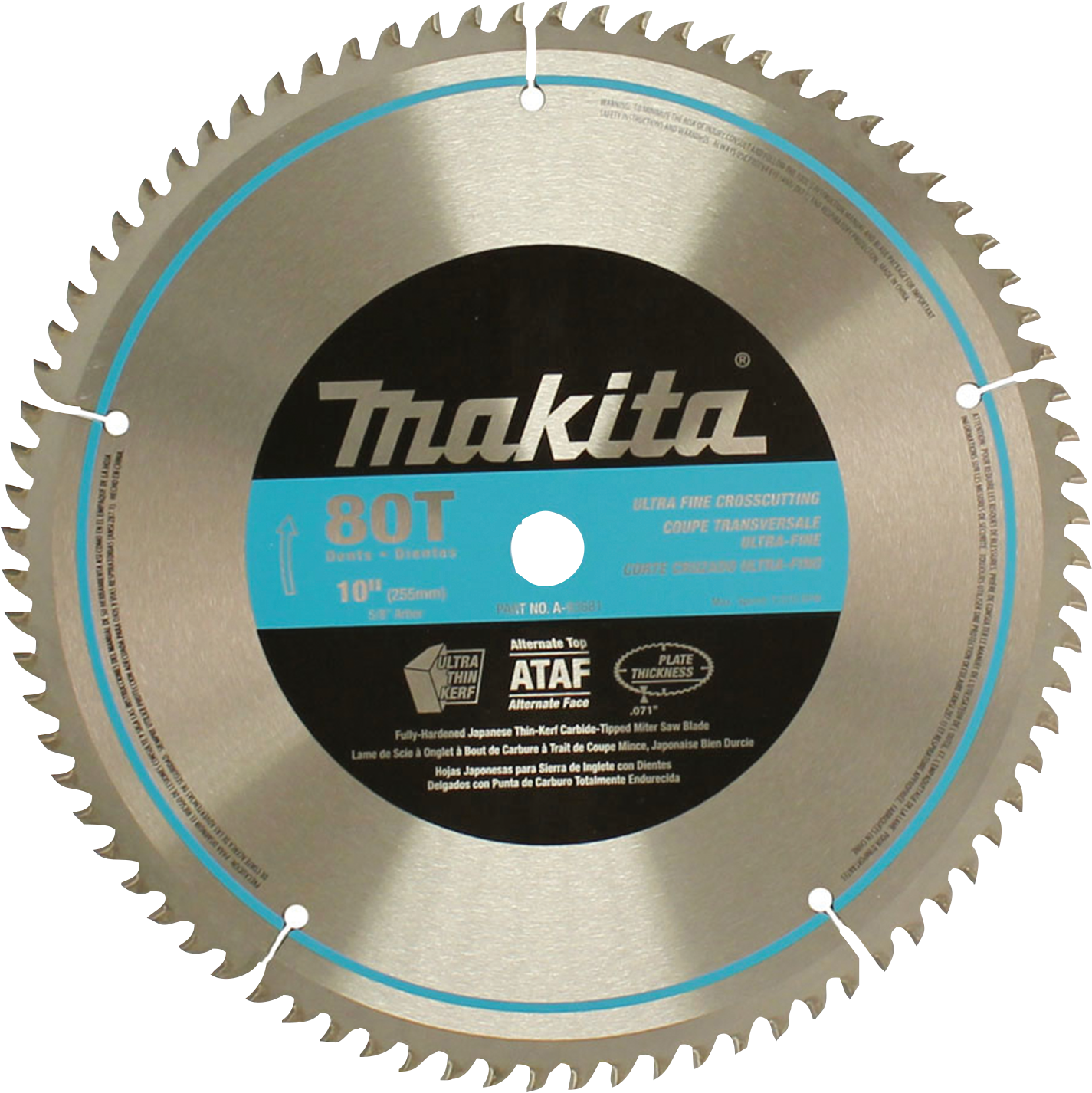 A-93681 - Makita A-93681 10 X 80t Miter Saw Blade (1500x1500), Png Download