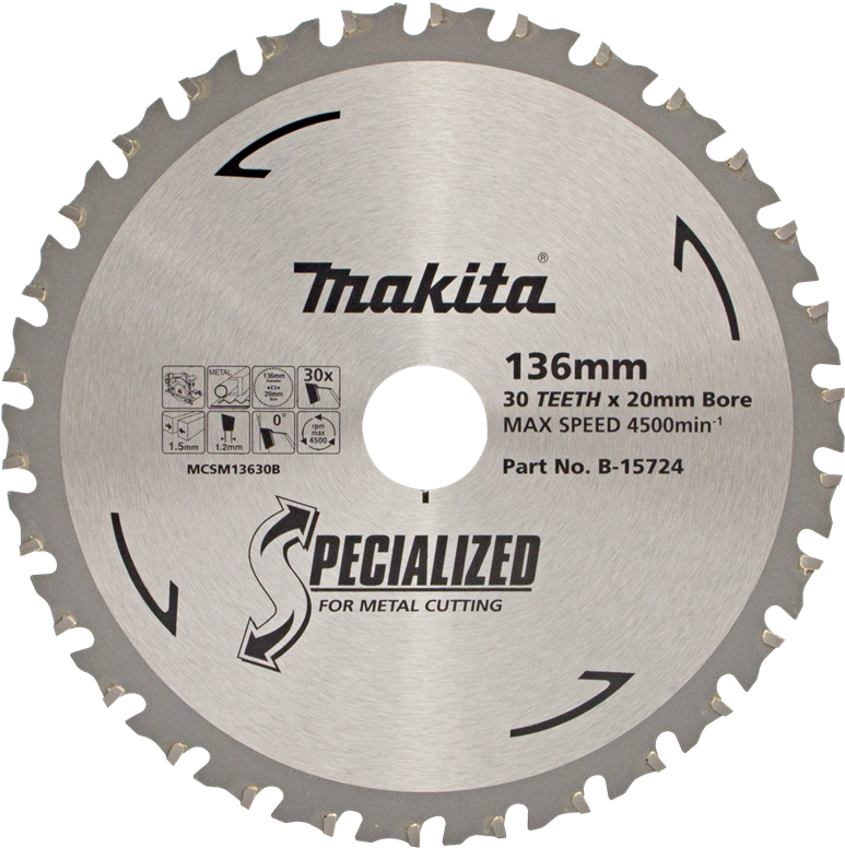Makita Blade Circular Saw 136x20mm 30t Metal (800x800), Png Download