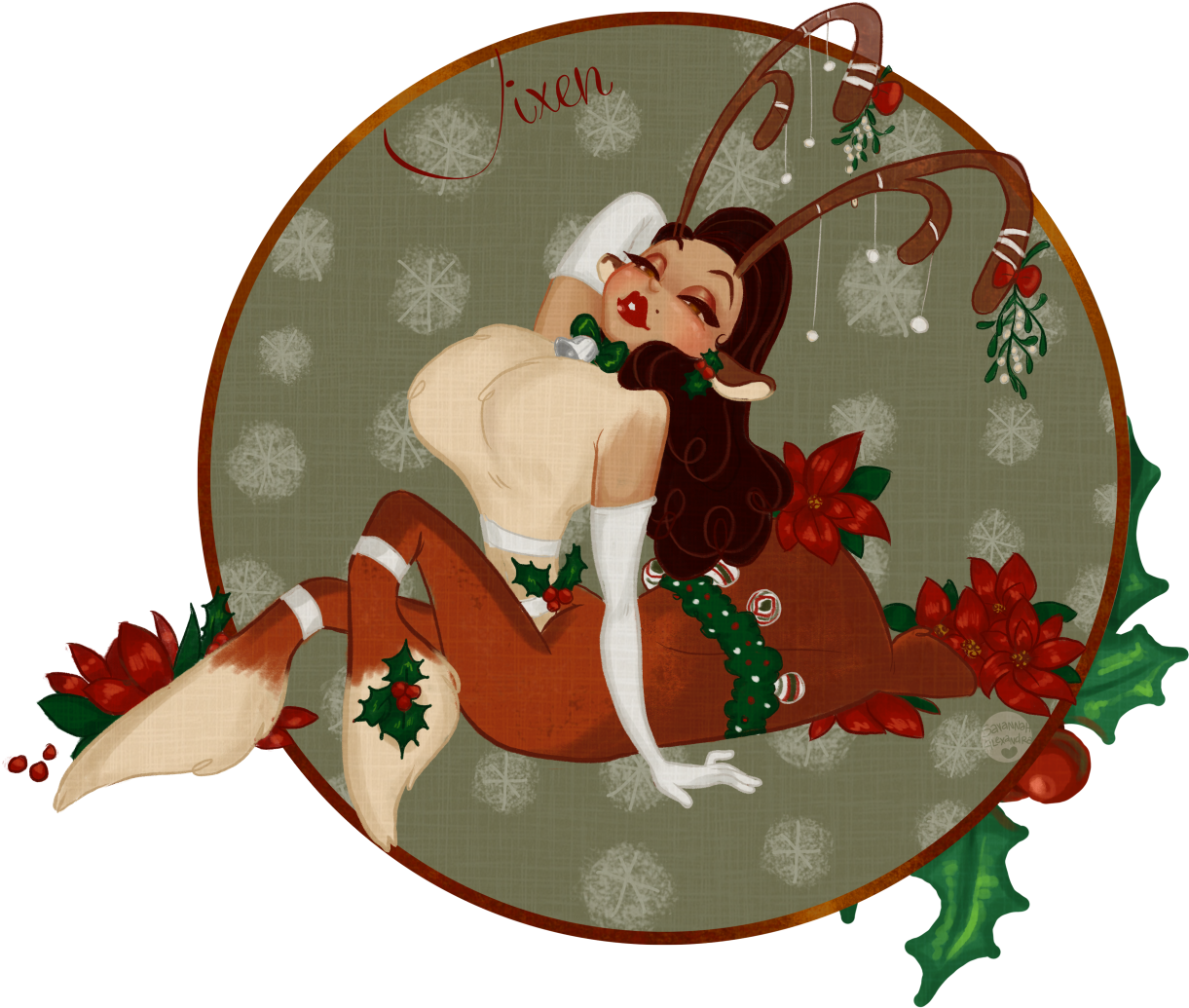 You Know Dasher, And Dancer, And - Transparent Png Santa's Vixen (1280x1106), Png Download