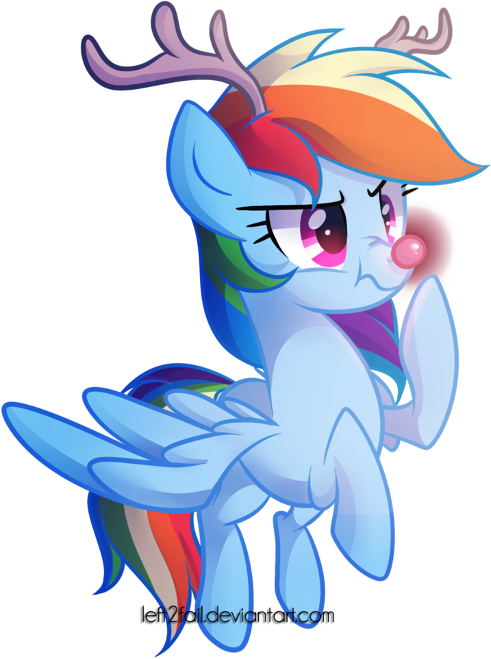 Rudolph Dash By Left2fail-d8aop6d - Merry Christmas Rainbow Dash (776x1029), Png Download