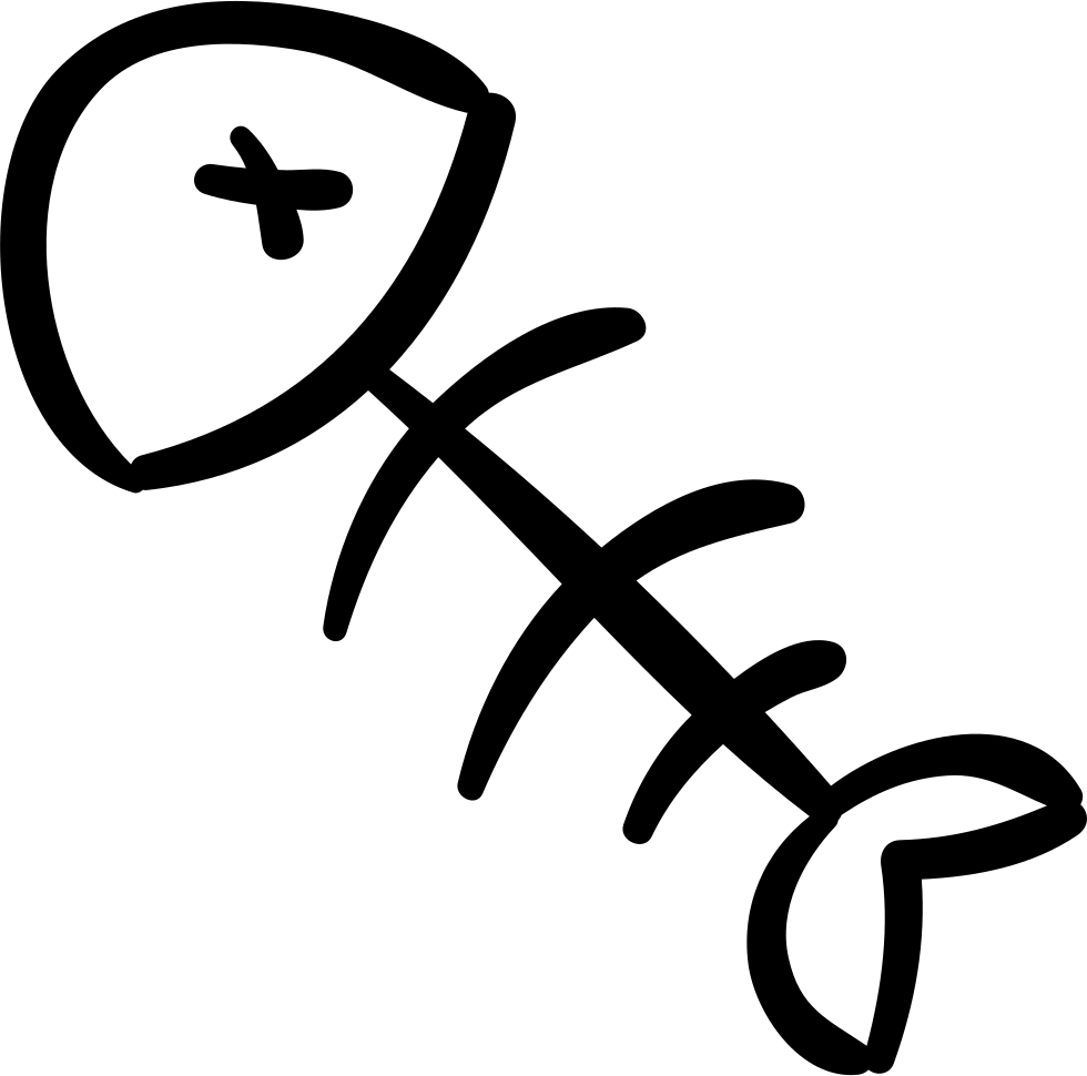 Fish Skeleton Hand Drawn Bones Comments - Fish Bones Cartoon (980x970), Png Download