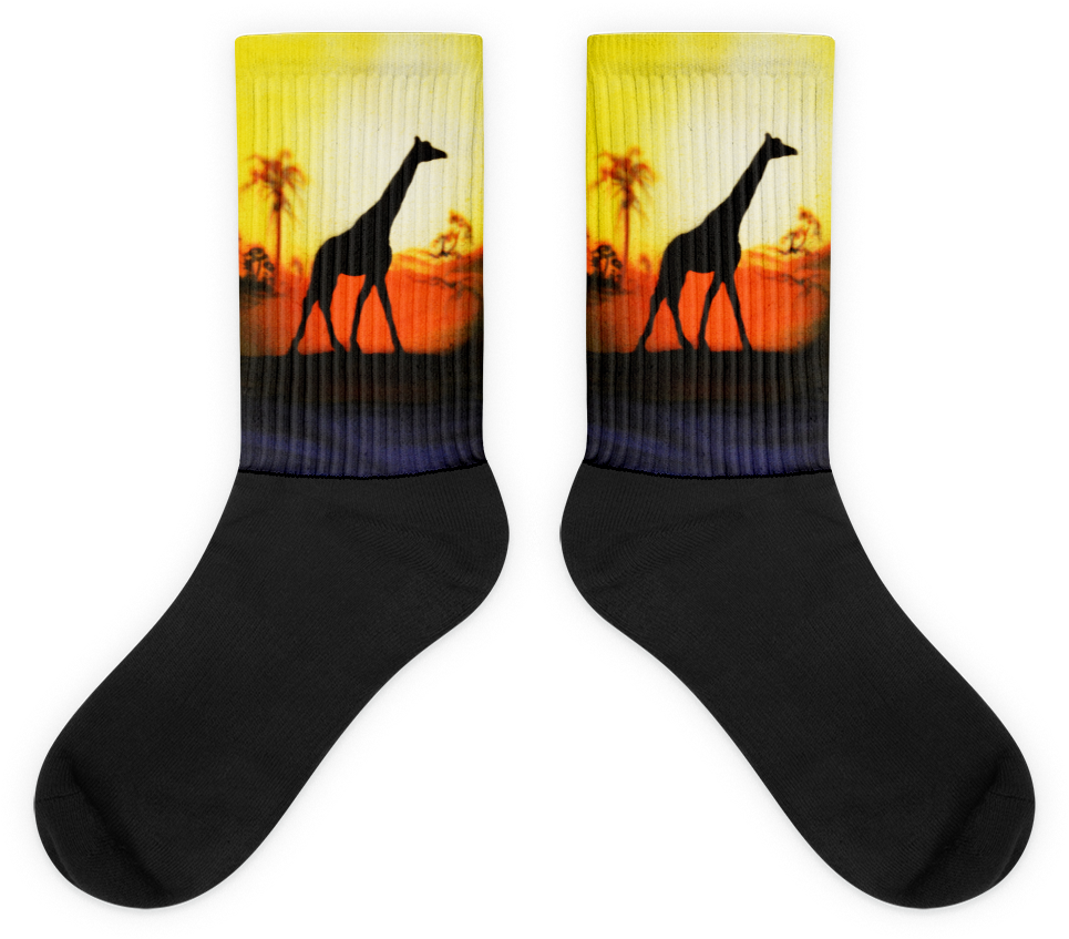 Giraffe Black Foot Socks Comfy Socks For Giraffe Lovers - Dutch Socks (1000x1000), Png Download