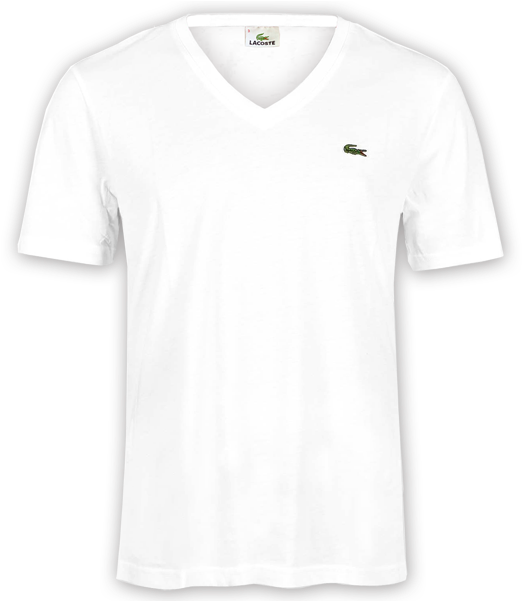 ~lacoste White Pima Vneck Tee - White T Shirt Front And Back Png (600x600), Png Download
