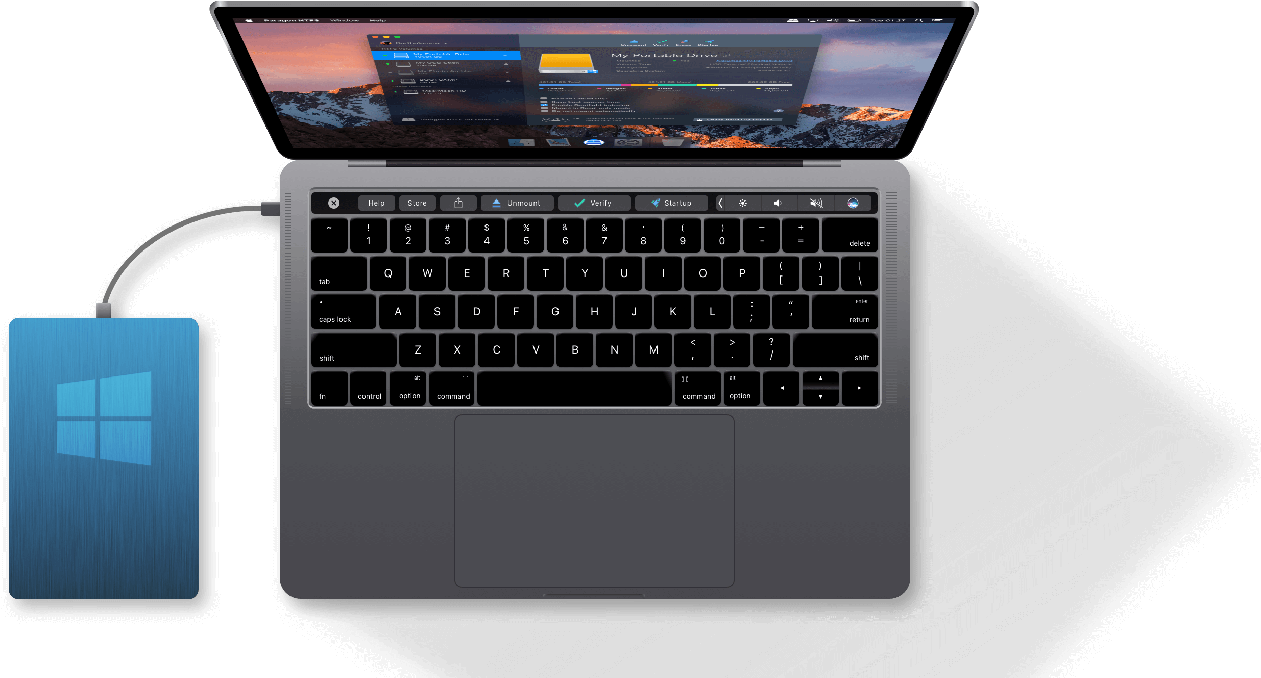Microsoft Ntfs For Mac By Paragon Software - Wavlink Aluminum Thunderbolt 3 Usb-c Hub Adapter For (2600x1412), Png Download